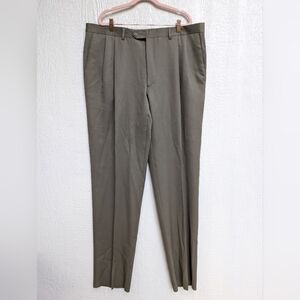NWT Pazoni Mushroom Green Dress Pants 100% Wool Unfinished Hem Made In Italy 42